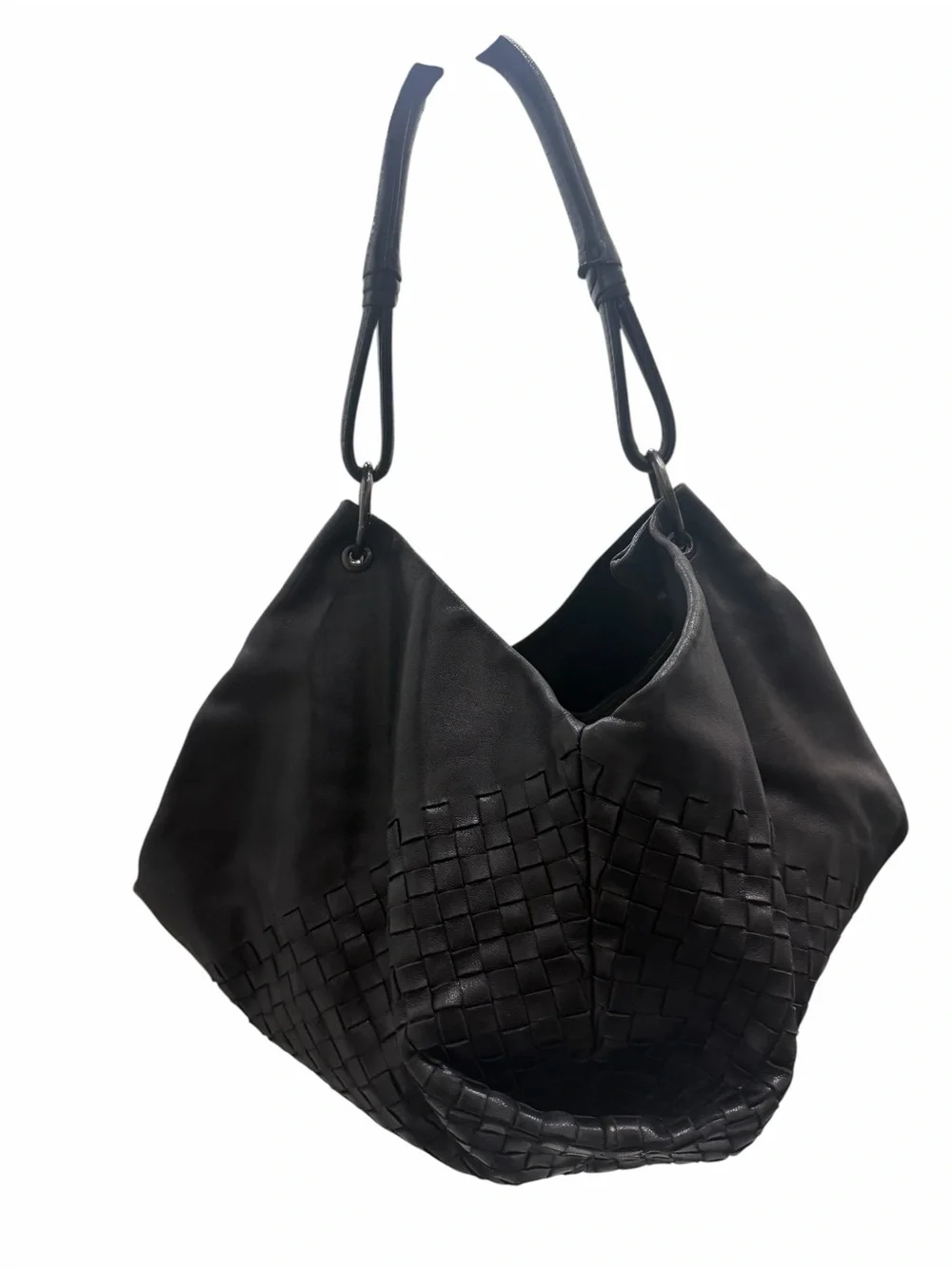 Bottega Veneta Intrecciato Black Nappa Leather Aquilone Fortune Cookie Hobo